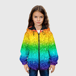 Куртка с капюшоном детская Блестки радуга, цвет: 3D-черный — фото 2