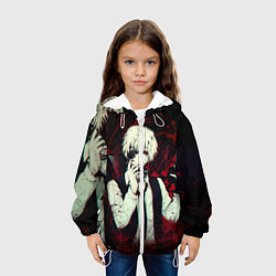 Куртка с капюшоном детская Токийский Гуль и Брызги Аниме Ghoul, цвет: 3D-белый — фото 2