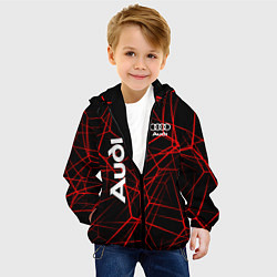 Куртка с капюшоном детская Audi: Красные линии, цвет: 3D-черный — фото 2