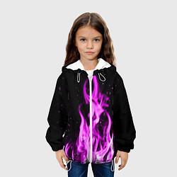 Куртка с капюшоном детская ОГОНЬ НЕОНОВЫЙ ПЛАМЯ, цвет: 3D-белый — фото 2