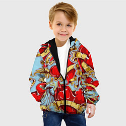 Куртка с капюшоном детская Сердца влюбленных, цвет: 3D-черный — фото 2