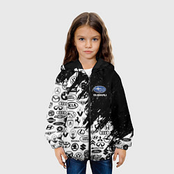 Куртка с капюшоном детская Subaru - Паттерн логотипов авто, цвет: 3D-черный — фото 2