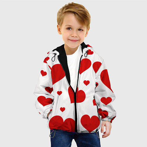 Детская куртка Красные сердечки Heart / 3D-Черный – фото 4