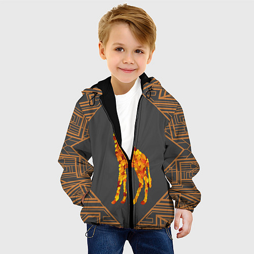 Детская куртка Жираф из листьев / 3D-Черный – фото 4