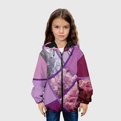Куртка с капюшоном детская Весна Полосатый принт Сирень, цвет: 3D-черный — фото 2