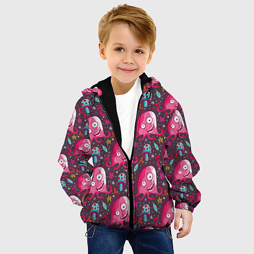Детская куртка Пришельцы - осьминоги / 3D-Черный – фото 4