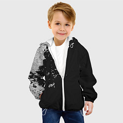 Куртка с капюшоном детская ЧЕРНОЕ БЕЛЫЙ ГРАНЖ ПОЛОСЫЫ, цвет: 3D-белый — фото 2
