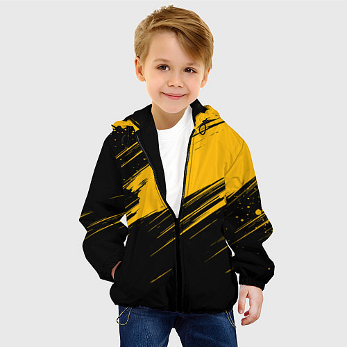 Детская куртка Black and yellow grunge / 3D-Черный – фото 4