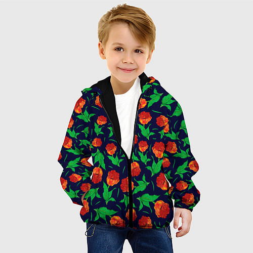 Детская куртка Тюльпаны Весенние цветы / 3D-Черный – фото 4