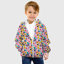 Куртка с капюшоном детская Лица людей, цвет: 3D-белый — фото 2