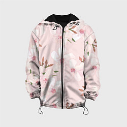 Куртка с капюшоном детская Розовые цветы весны, цвет: 3D-черный