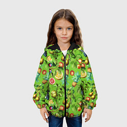 Куртка с капюшоном детская Сочные фрукты паттерн, цвет: 3D-черный — фото 2