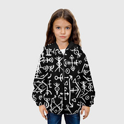 Куртка с капюшоном детская Древние руны Паттерн, цвет: 3D-черный — фото 2