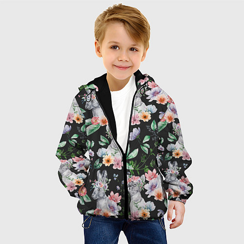 Детская куртка Котики в цветочках / 3D-Черный – фото 4