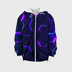 Куртка с капюшоном детская Соты - неон, цвет: 3D-белый