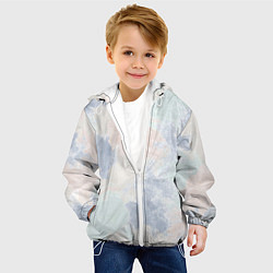 Куртка с капюшоном детская Акварельная абстракция светлая Штрихи, мазки кисть, цвет: 3D-белый — фото 2
