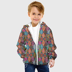 Куртка с капюшоном детская Мандалы Текстура, цвет: 3D-белый — фото 2