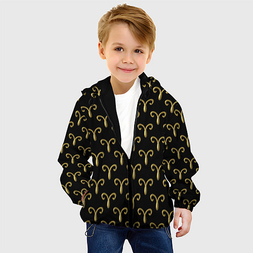 Детская куртка Золотой овен на черном фоне Паттерн / 3D-Черный – фото 4