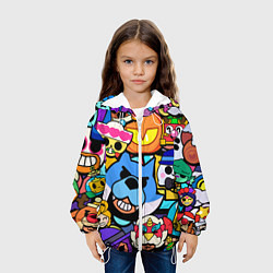 Куртка с капюшоном детская BRAWL Значки на скины бойцов Пины Бравл Старс, цвет: 3D-белый — фото 2