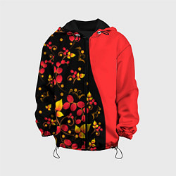 Куртка с капюшоном детская Хохлома Русская роспись, цвет: 3D-черный