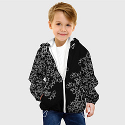Куртка с капюшоном детская Абстракция ,серебряный геометрический узор, цвет: 3D-белый — фото 2