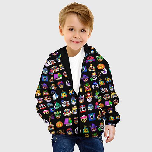 Детская куртка Значки на скины Бравл Старс Brawl Черный Пины / 3D-Черный – фото 4