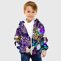 Куртка с капюшоном детская Бабочки Butterflies, цвет: 3D-белый — фото 2