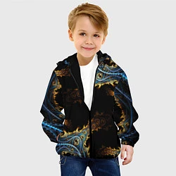 Куртка с капюшоном детская Огненные фракталы 3d, цвет: 3D-черный — фото 2