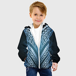 Куртка с капюшоном детская Неоновый абстрактный узор Синий и голубой неон на, цвет: 3D-белый — фото 2