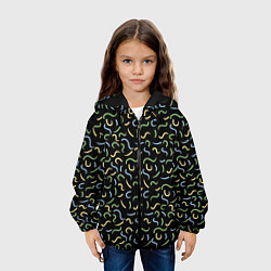 Куртка с капюшоном детская Радужные полоски На черном Фоне, цвет: 3D-черный — фото 2