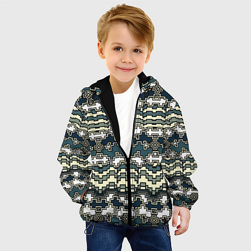 Детская куртка Узор прямоугольный пиксел / 3D-Черный – фото 4