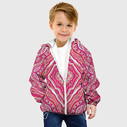 Куртка с капюшоном детская Абстракция Узор розового цвета, цвет: 3D-белый — фото 2