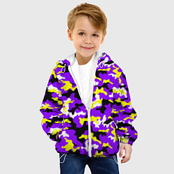 Куртка с капюшоном детская Камуфляж Фиолетово-Жёлтый, цвет: 3D-белый — фото 2