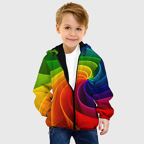 Детская куртка Спираль Модный узор 2023 Неон / 3D-Черный – фото 4