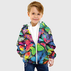 Куртка с капюшоном детская Стая бабочек Pattern, цвет: 3D-белый — фото 2