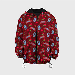 Куртка с капюшоном детская 9 мая, красная лента и тюльпаны, цвет: 3D-черный