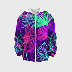 Куртка с капюшоном детская Neon color pattern Fashion 2023, цвет: 3D-белый