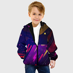 Куртка с капюшоном детская Cyber neon pattern Vanguard, цвет: 3D-черный — фото 2