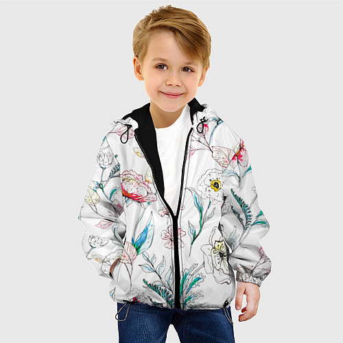 Детская куртка Цветы Нарисованные / 3D-Черный – фото 4