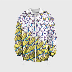 Куртка с капюшоном детская Котики и бананы Паттерн Лето, цвет: 3D-белый