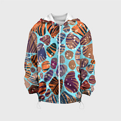 Куртка с капюшоном детская Разноцветные камушки, цветной песок, пальмовые лис, цвет: 3D-белый