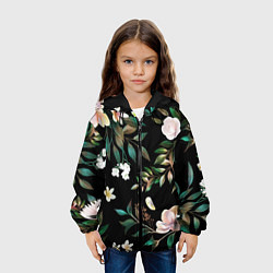 Куртка с капюшоном детская Цветы Полуночный Сад, цвет: 3D-черный — фото 2