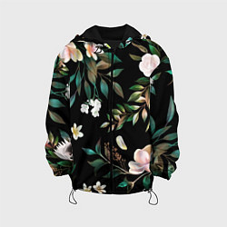 Куртка с капюшоном детская Цветы Полуночный Сад, цвет: 3D-черный