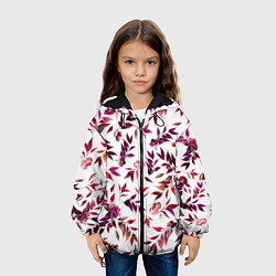 Куртка с капюшоном детская Цветы Летние Розовые, цвет: 3D-черный — фото 2