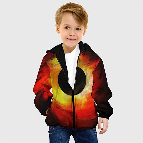 Детская куртка Черная дыра на красно-желтом фоне / 3D-Черный – фото 4