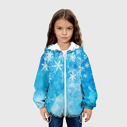 Куртка с капюшоном детская Новогодние снежинки, цвет: 3D-белый — фото 2