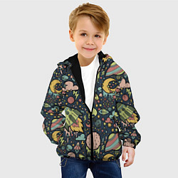 Куртка с капюшоном детская Космос планеты, цвет: 3D-черный — фото 2