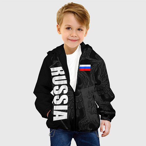 Детская куртка RUSSIA - BLACK EDITION / 3D-Черный – фото 4