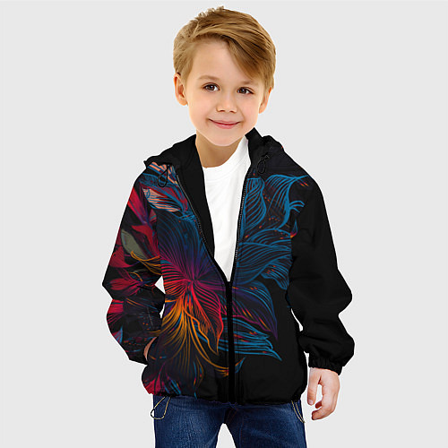 Детская куртка Радужные цветы / 3D-Черный – фото 4