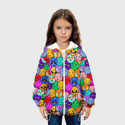 Куртка с капюшоном детская Sticker bombing смайлы маленькие, цвет: 3D-белый — фото 2
